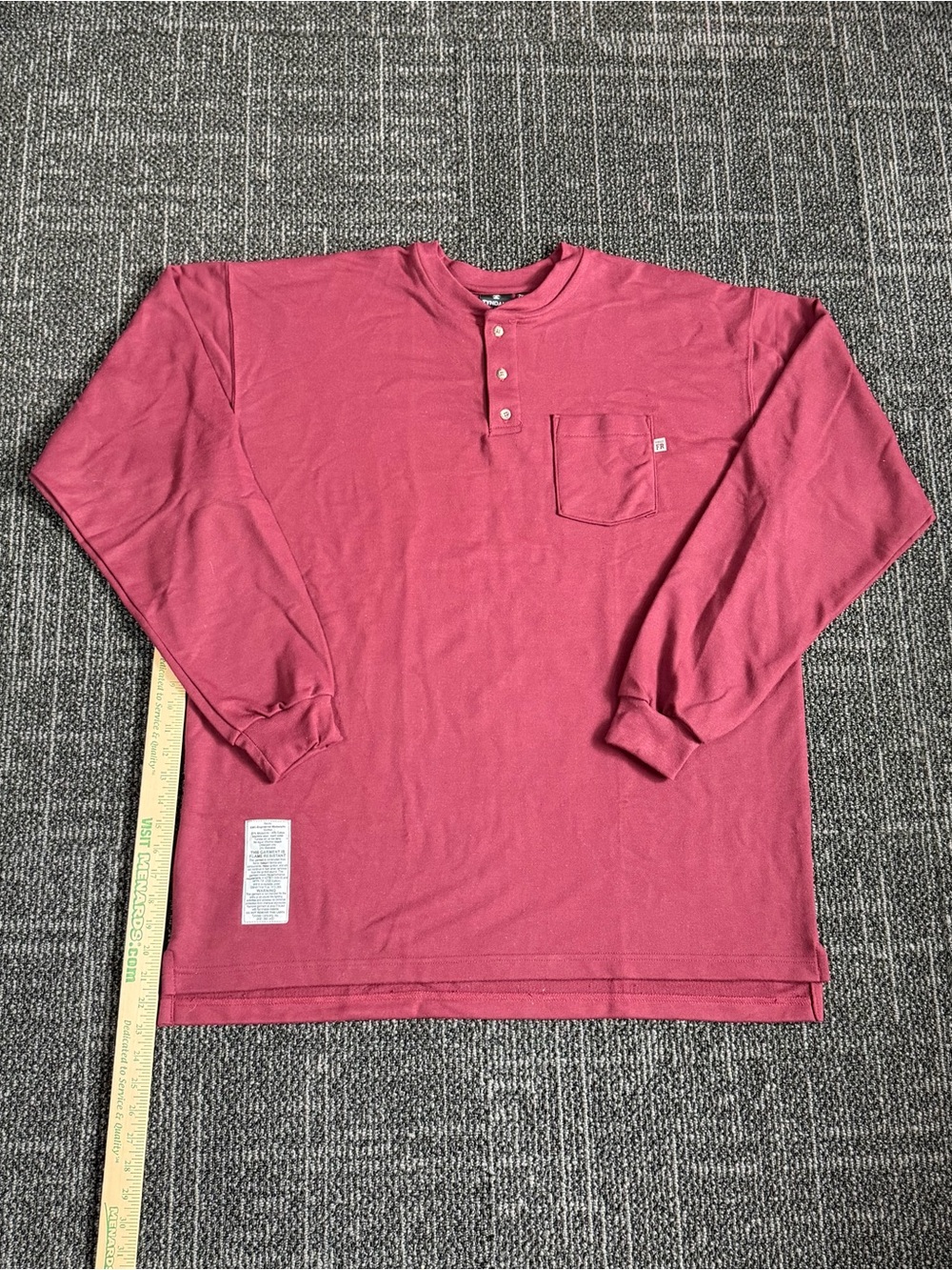 Tyndale Flame Resistant (FR) Henley Shirt 2XL Deep Red